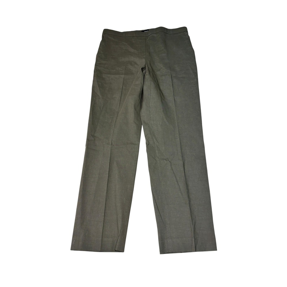 Theory Treeca Pull On Good Crunch Linen Blend Pants Olive Green Womens 8 W30 L26
